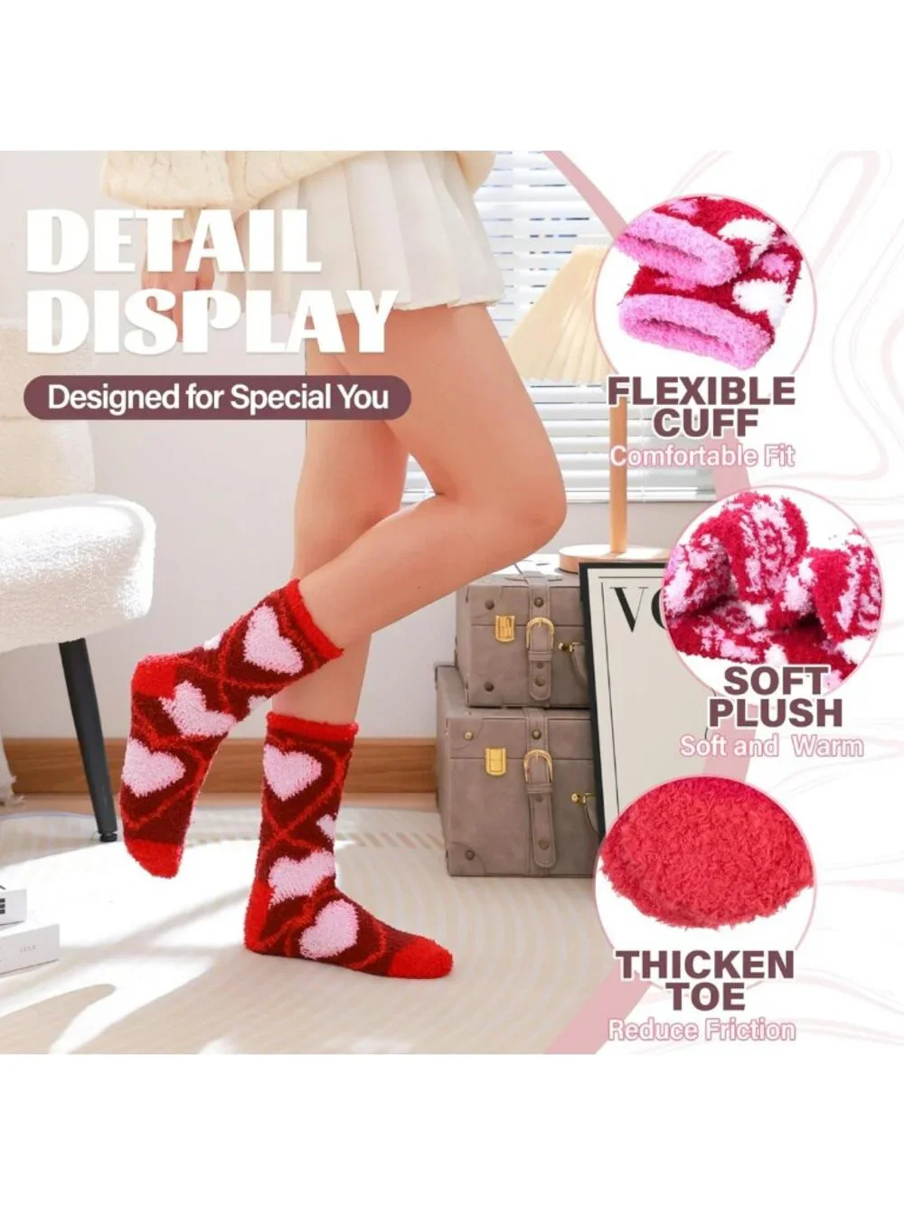 Cozy Fuzzy Winter Socks for Women | Soft Plush Fleece, Thick & Warm, 5 Pairs